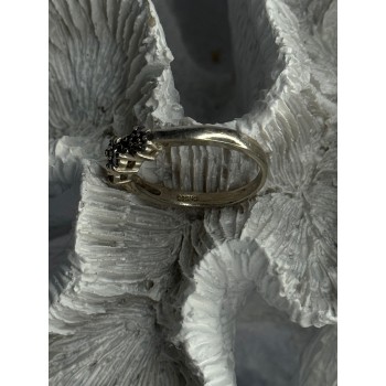 925 Sterling Silver White Spinel Flowers Ring Size 7