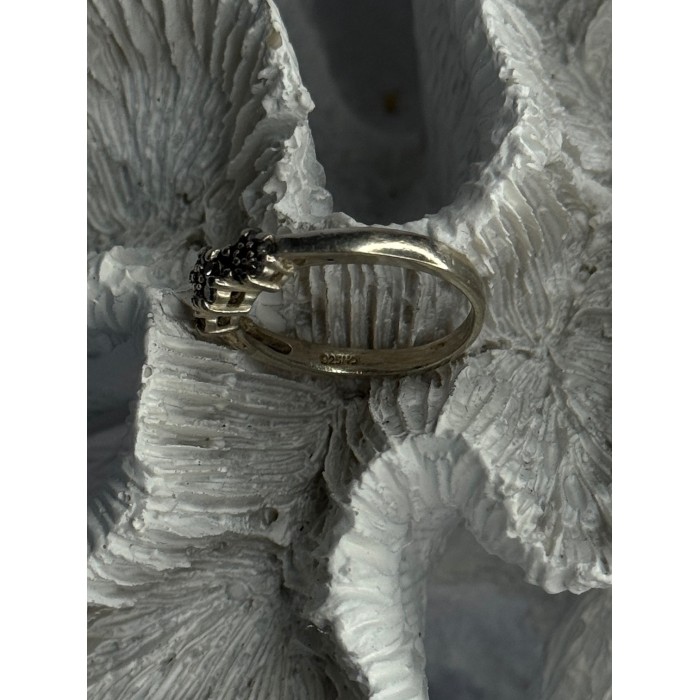 925 Sterling Silver White Spinel Flowers Ring Size 7