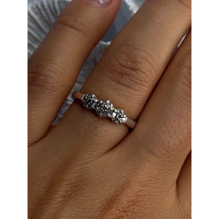 925 Sterling Silver White Spinel Flowers Ring Size 7