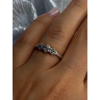 925 Sterling Silver White Spinel Flowers Ring Size 7