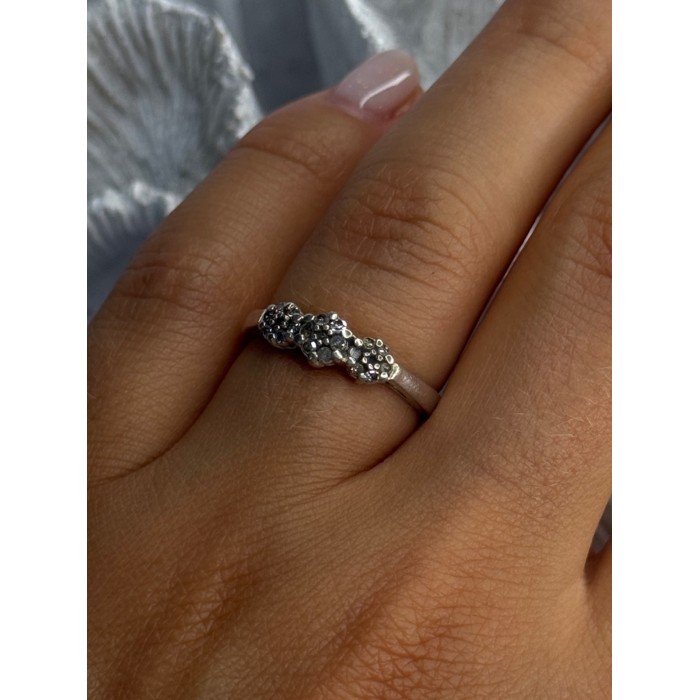 925 Sterling Silver White Spinel Flowers Ring Size 7