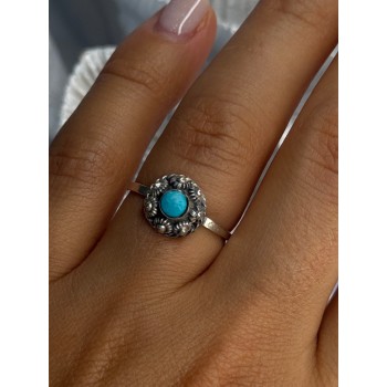 925 Sterling Silver Turquoise Ring Size 7