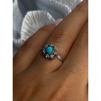 925 Sterling Silver Turquoise Ring Size 7