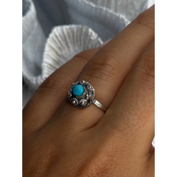 925 Sterling Silver Turquoise Ring Size 7