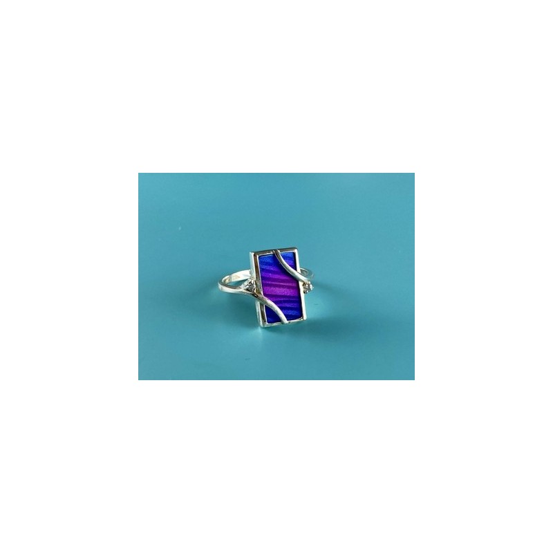925 Sterling Silver Anodized Titanium & Quartz Ring Size 10.25