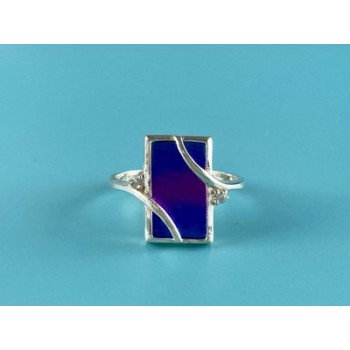 925 Sterling Silver Anodized Titanium & Quartz Ring Size 10.25