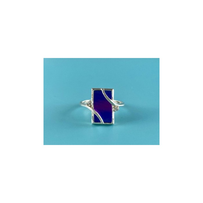 925 Sterling Silver Anodized Titanium & Quartz Ring Size 10.25
