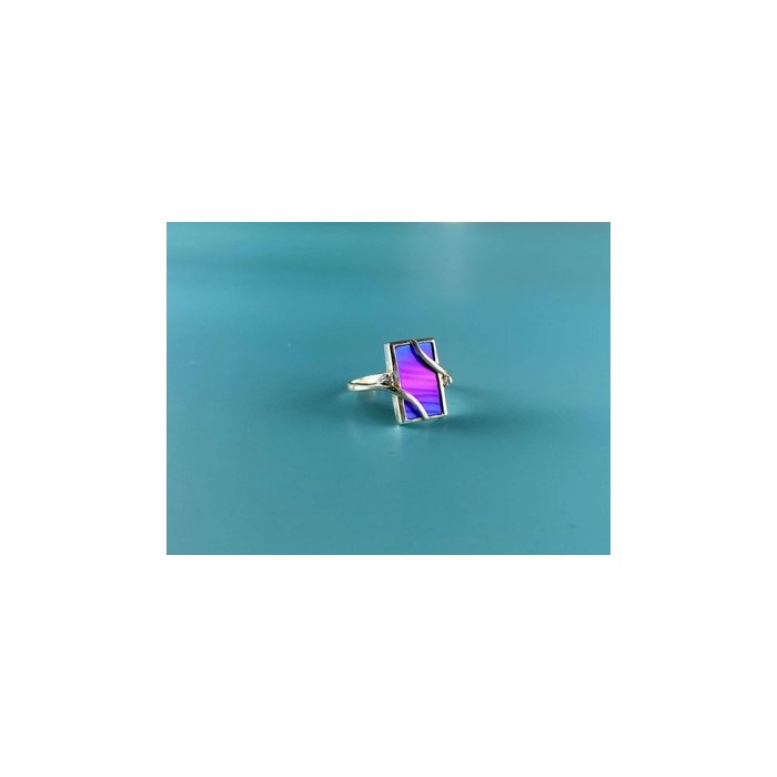 925 Sterling Silver Anodized Titanium & Quartz Ring Size 10.25