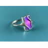 925 Sterling Silver Anodized Titanium & Quartz Ring Size 10.25