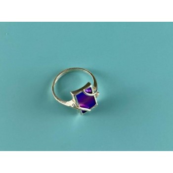 925 Sterling Silver Anodized Titanium & Quartz Ring Size 10.25