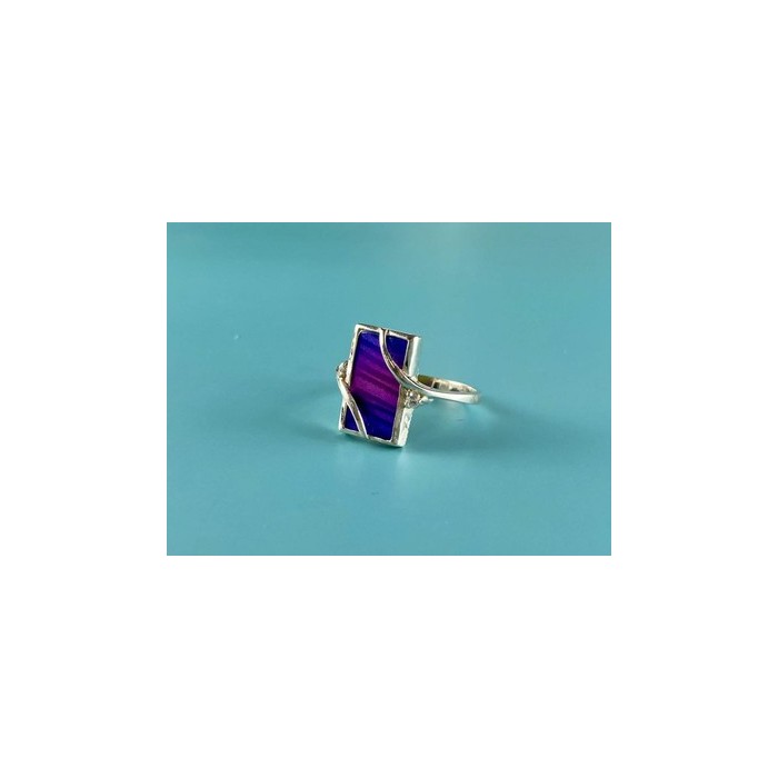 925 Sterling Silver Anodized Titanium & Quartz Ring Size 10.25