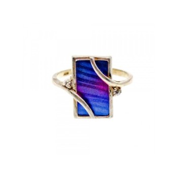 925 Sterling Silver Anodized Titanium & Quartz Ring Size 10.25