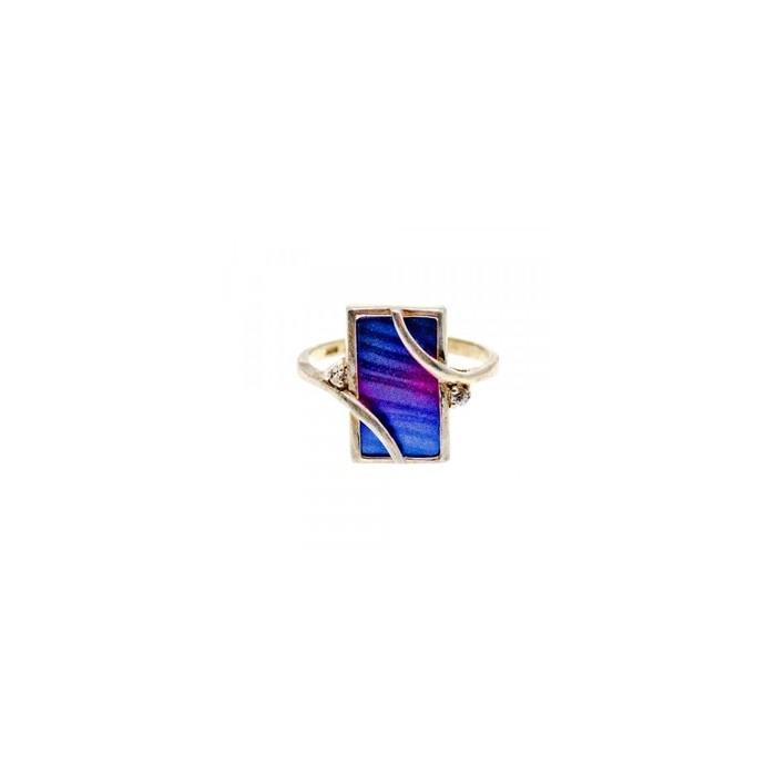 925 Sterling Silver Anodized Titanium & Quartz Ring Size 10.25