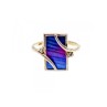 925 Sterling Silver Anodized Titanium & Quartz Ring Size 10.25