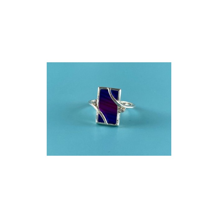 925 Sterling Silver Anodized Titanium & Quartz Ring Size 10.25