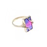 925 Sterling Silver Anodized Titanium & Quartz Ring Size 10.25