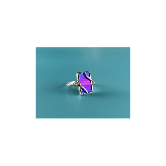 925 Sterling Silver Anodized Titanium & Quartz Ring Size 10.25