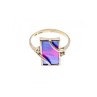 925 Sterling Silver Anodized Titanium & Quartz Ring Size 10.25