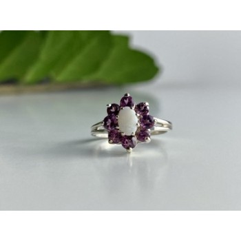 925 Sterling Silver Opal & Pink Spinel 