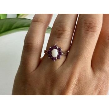 925 Sterling Silver Opal & Pink Spinel 
