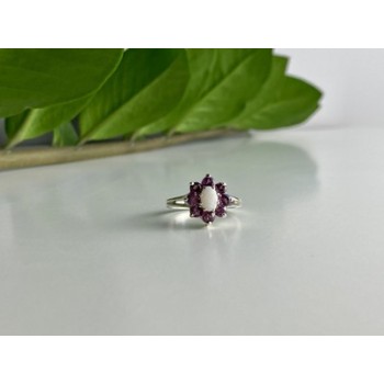 925 Sterling Silver Opal & Pink Spinel 