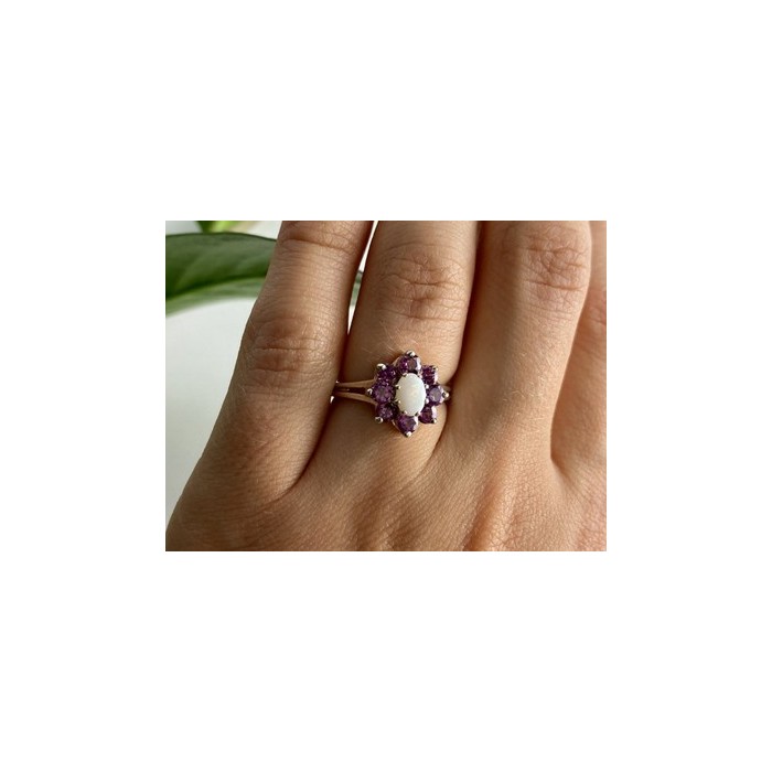 925 Sterling Silver Opal & Pink Spinel 