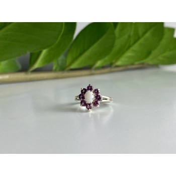 925 Sterling Silver Opal & Pink Spinel 