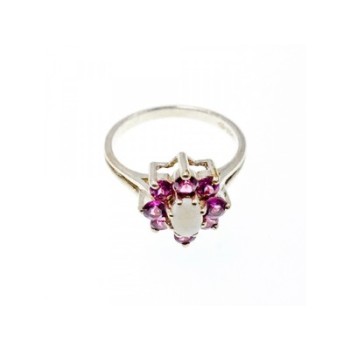 925 Sterling Silver Opal & Pink Spinel 
