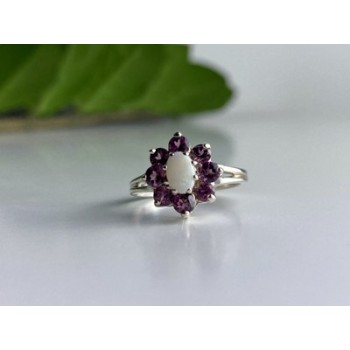 925 Sterling Silver Opal & Pink Spinel 
