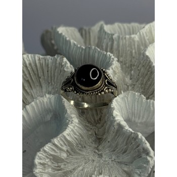 Vintage 925 Sterling Silver Amber Ring Size 9