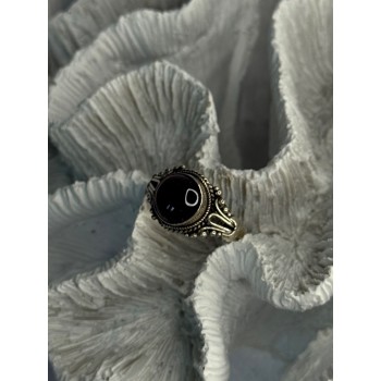 Vintage 925 Sterling Silver Amber Ring Size 9