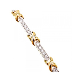 925 STERLING SILVER GOLD PLATED CZ BRACELET SIZE 7.5 IN