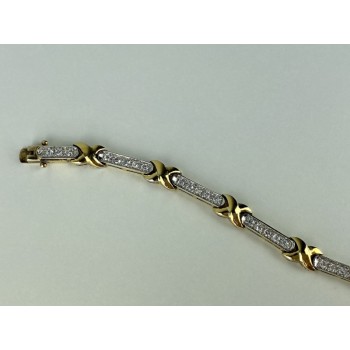 925 STERLING SILVER GOLD PLATED CZ BRACELET SIZE 7.5 IN