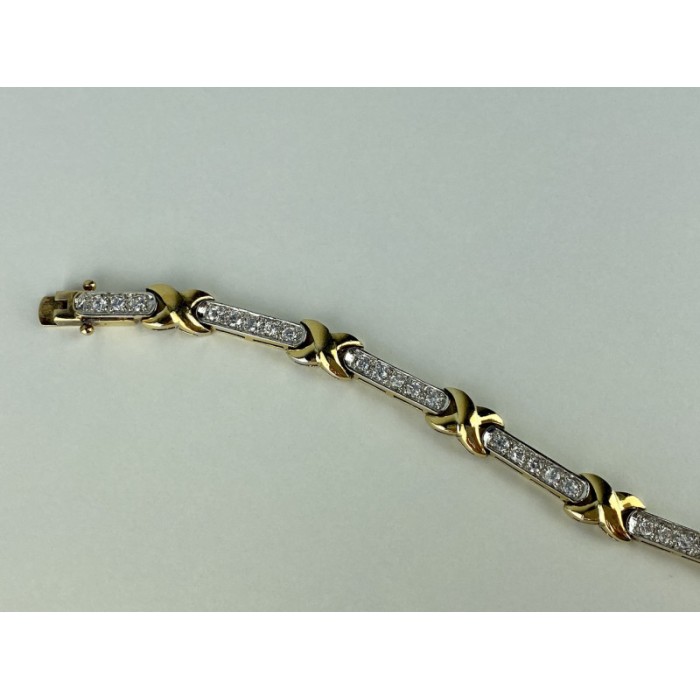 925 STERLING SILVER GOLD PLATED CZ BRACELET SIZE 7.5 IN