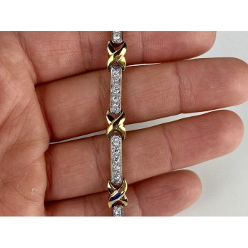 925 STERLING SILVER GOLD PLATED CZ BRACELET SIZE 7.5 IN