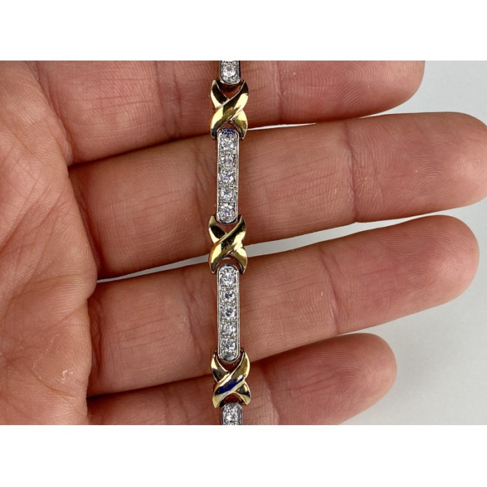 925 STERLING SILVER GOLD PLATED CZ BRACELET SIZE 7.5 IN