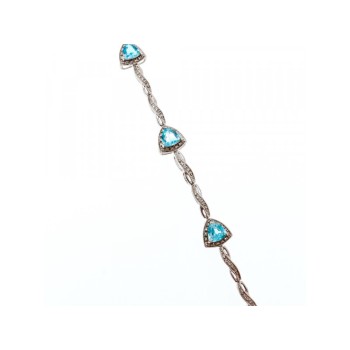 925 STERLING SILVER BLUE TOPAZ BRACELET SIZE 7 IN