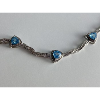 925 STERLING SILVER BLUE TOPAZ BRACELET SIZE 7 IN