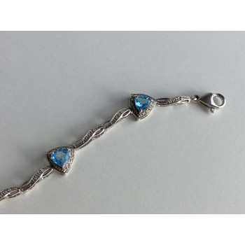 925 STERLING SILVER BLUE TOPAZ BRACELET SIZE 7 IN