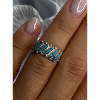 Vintage 925 Sterling Silver Turquoise Ring Size 6
