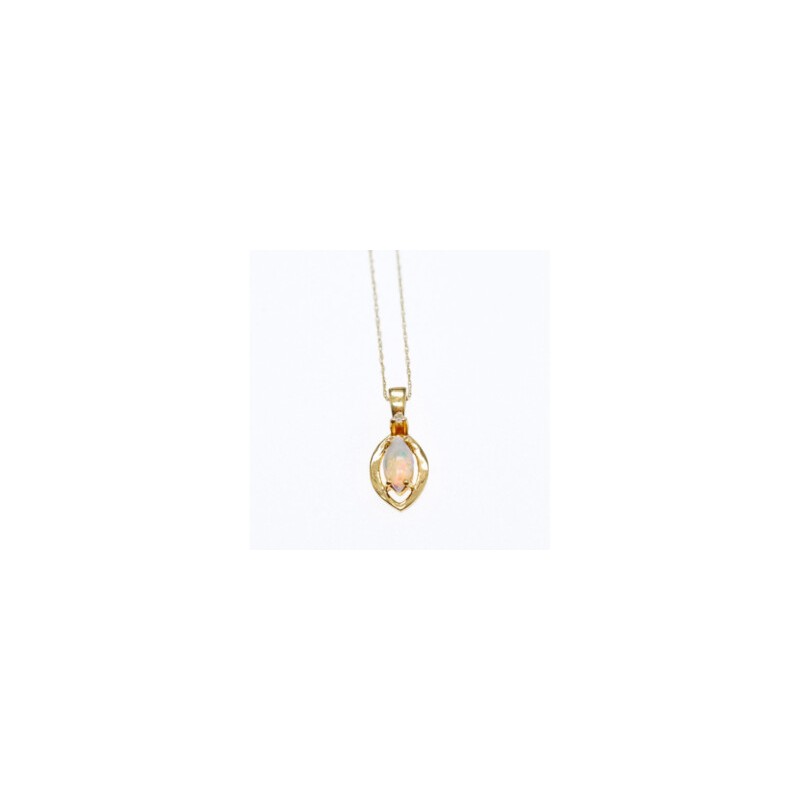 14K YELLOW GOLD OPAL & DIAMOND CHAIN WITH PENDANT