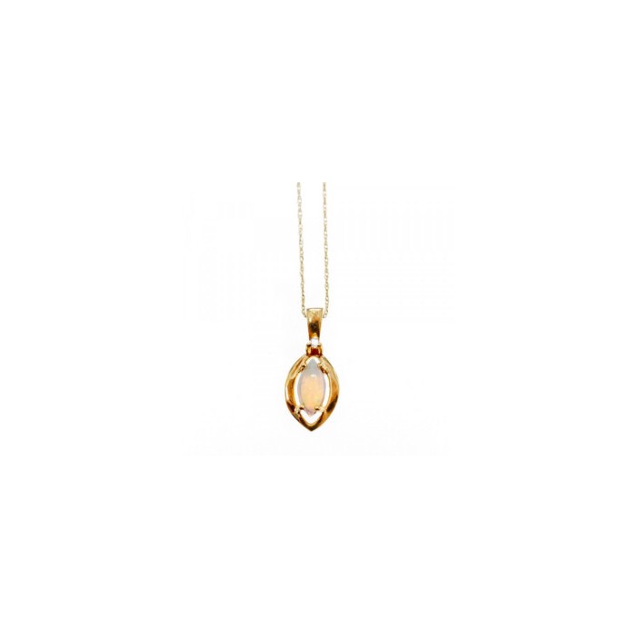 14K YELLOW GOLD OPAL & DIAMOND CHAIN WITH PENDANT