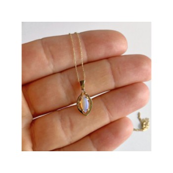 14K YELLOW GOLD OPAL & DIAMOND CHAIN WITH PENDANT