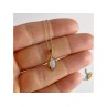 14K YELLOW GOLD OPAL & DIAMOND CHAIN WITH PENDANT
