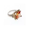 925 Sterling Silver Gold Plated Hessonite & Goshenite Ring Size 7