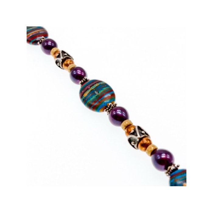 925 STERLING SILVER MULTICOLOR  JASPER BRACELET SIZE 7.5 IN