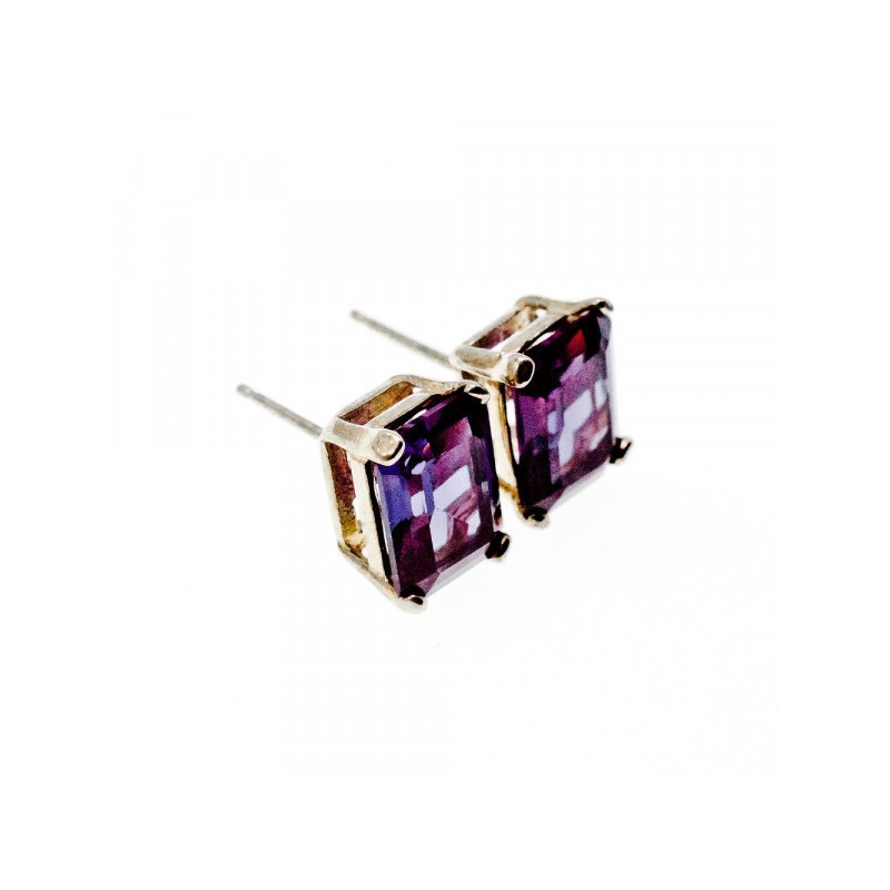 925 Sterling Silver Amethyst Stud Earrings