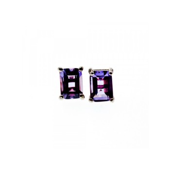 925 Sterling Silver Amethyst Stud Earrings