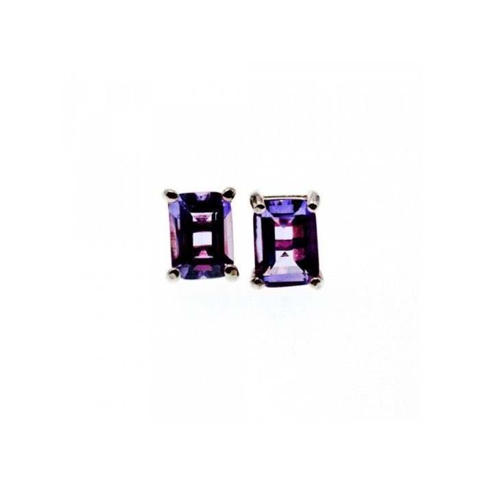 925 Sterling Silver Amethyst Stud Earrings