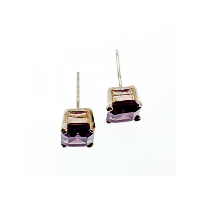 925 Sterling Silver Amethyst Stud Earrings